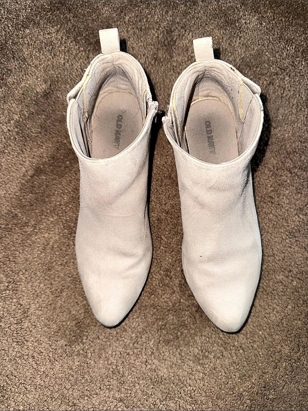 Pointed Toe Ankle Booties in Cream